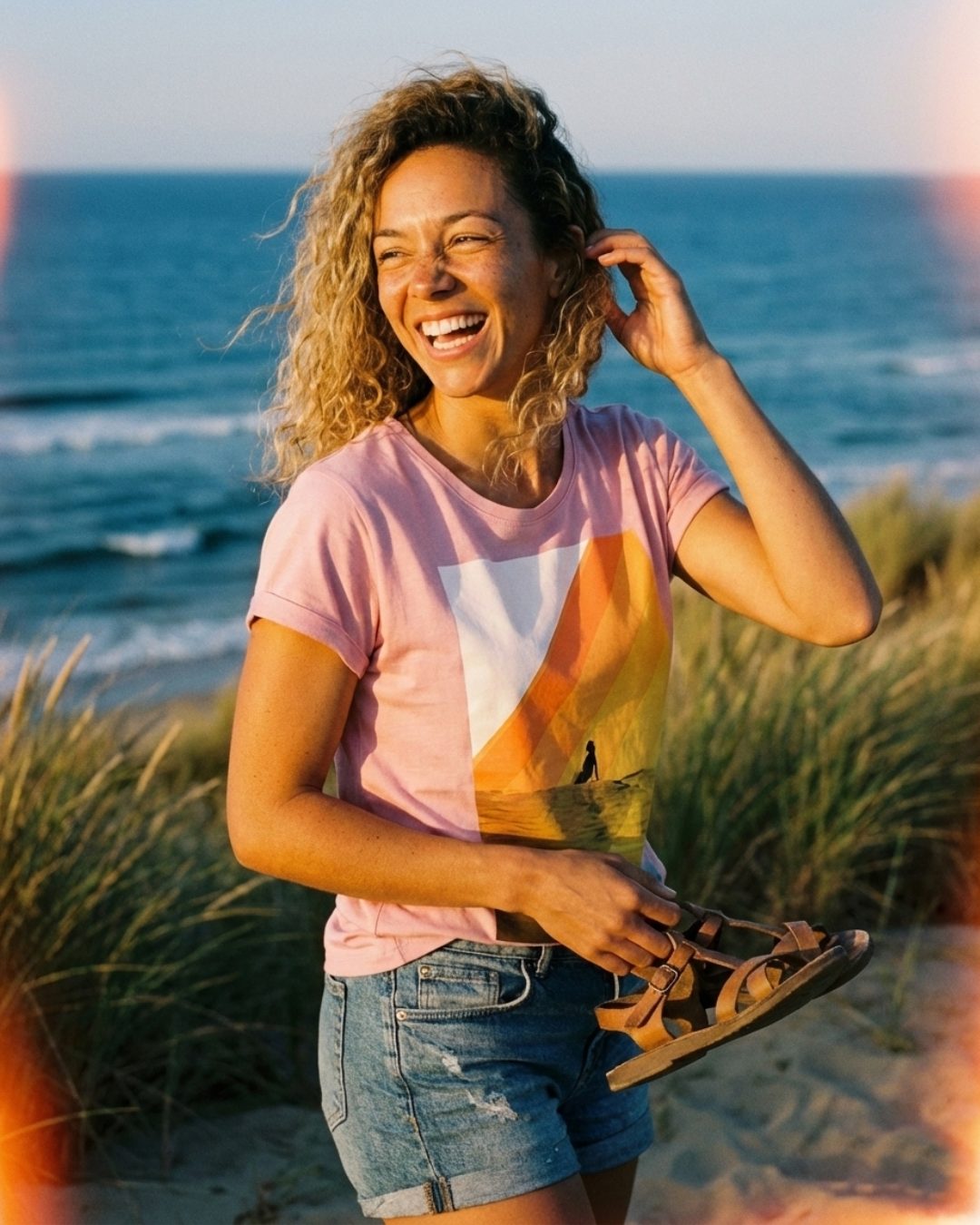 Portrait en t-shirt Achille & Jo dans les dunes